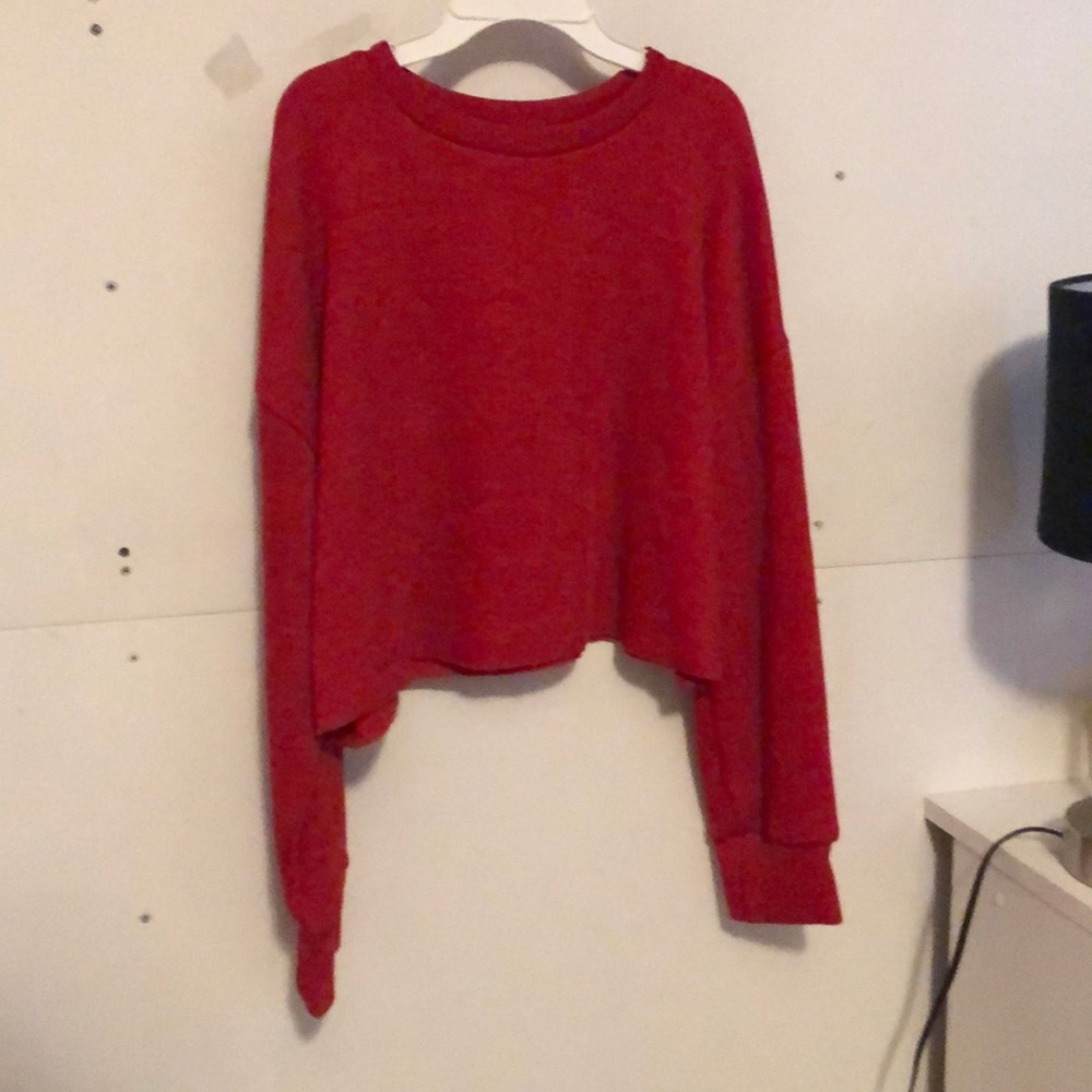 Red long sleeved crop top